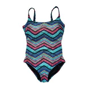 Profile by Gottex multicolor zigzag one piece slimming swimsuit sz L